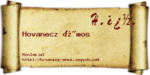 Hovanecz Ámos névjegykártya